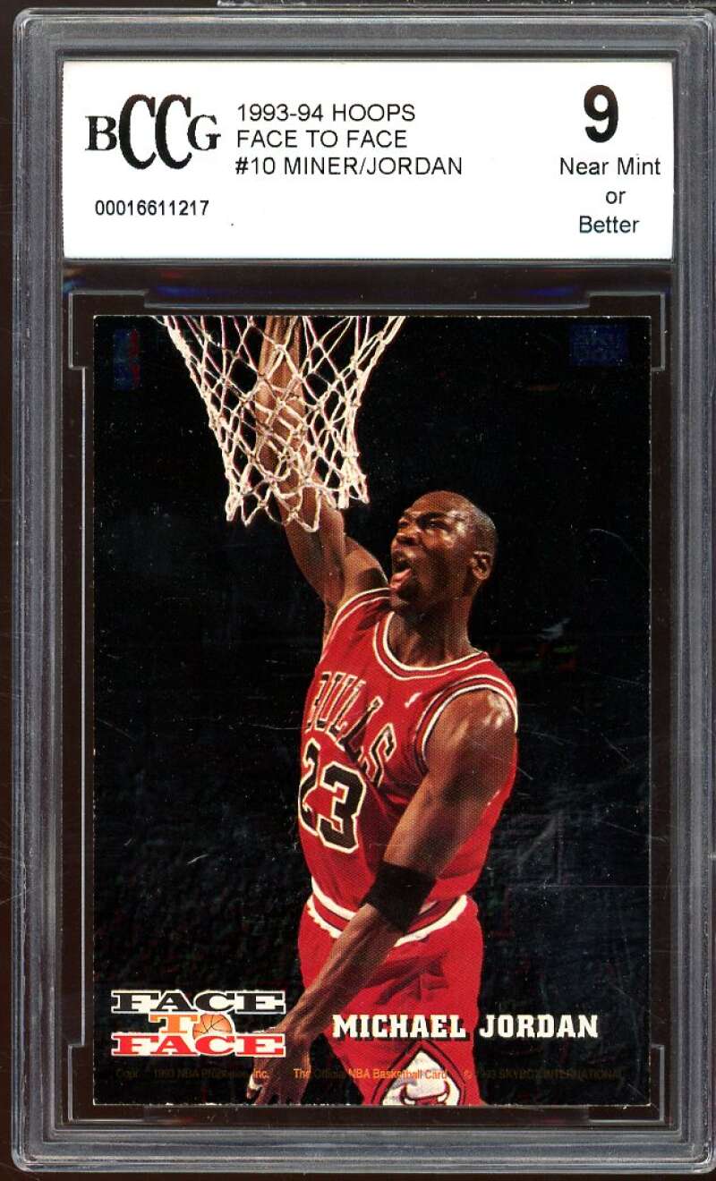 1993-94 Hoops Face To Face #10 Miner/Michael Jordan Card BGS BCCG 10 Mint+ Image 1