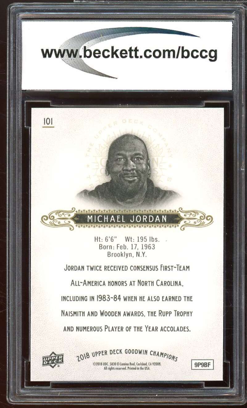 2018 Upper Deck Goodwin Champions #101 Michael jordan Card BGS BCCG 10 Mint+ Image 2