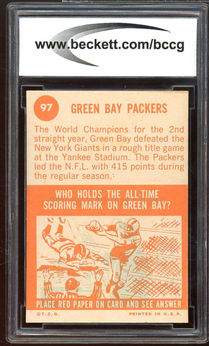 1963 Topps #97 Green Bay Packers Team Card BGS BCCG 8 Excellent+ Image 2