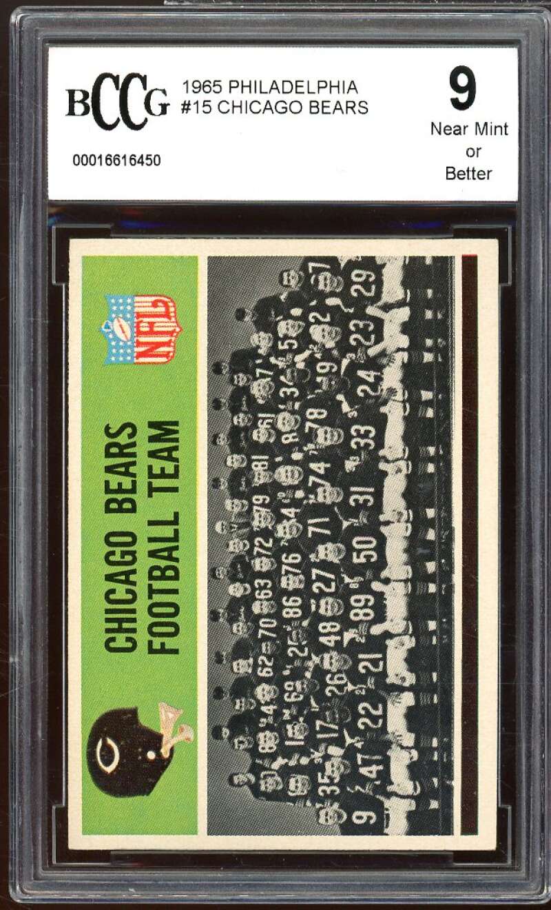 1965 Philadelphia #15 Chicago Bears Team Card BGS BCCG 9 Near Mint+ Image 1