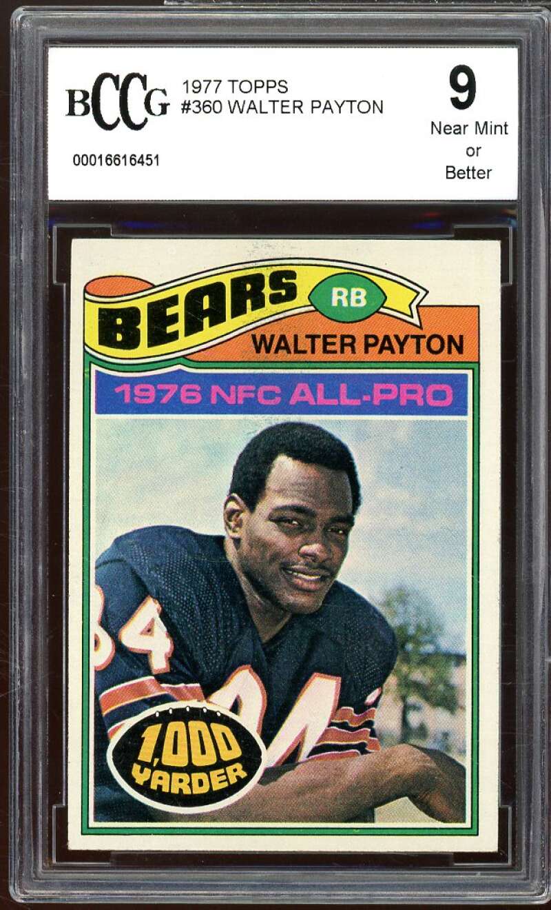 1977 Topps #360 Walter Payton Card BGS BCCG 9 Near Mint+ Image 1