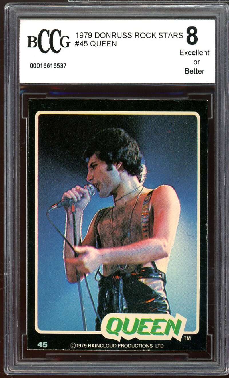 1979 Donruss Rock Stars #45 Queen Freddie Mercury BGS BCCG 8 Excellent+ Image 1