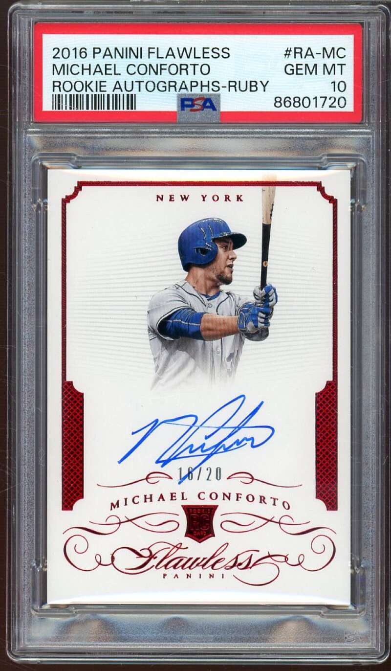 Michael Conforto Rookie Card 2016 Panini Flawless Rookie Auto Ruby #ra-mc PSA 10 Image 1