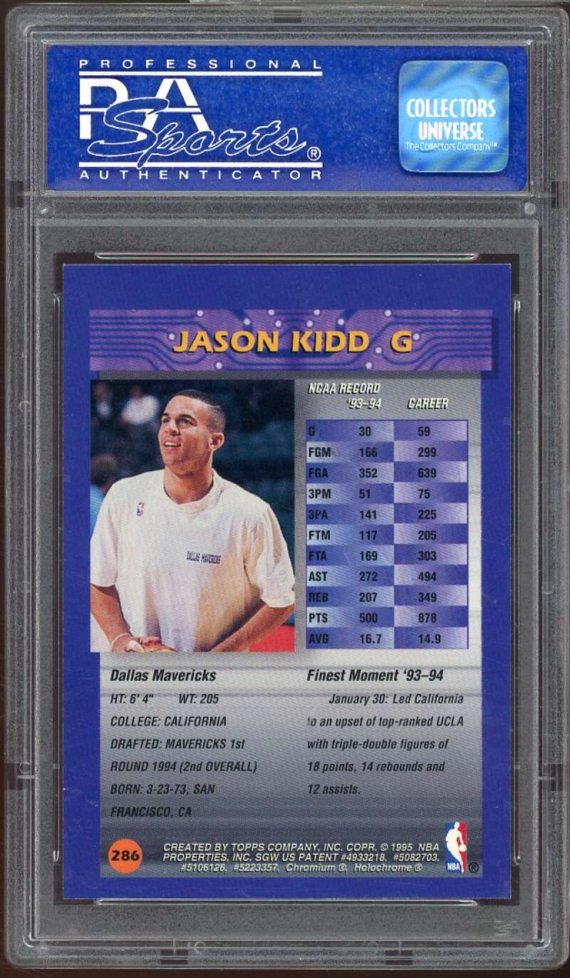 Jason Kidd Rookie Card 1994-95 Finest #286 PSA 9 Image 2