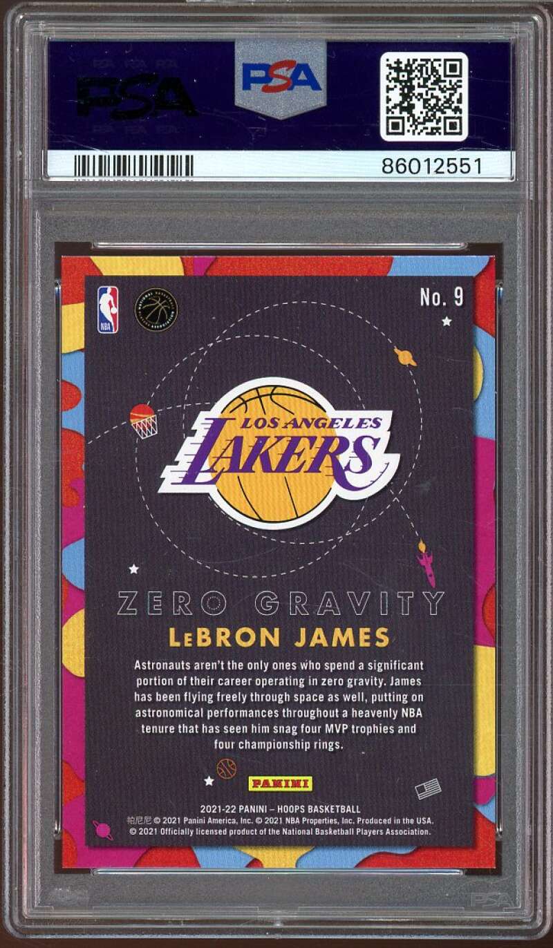 LeBron James 2021-22 Hoops Zero Gravity Hyper Green (Serial #d 8/25) #9 PSA 9 Image 2