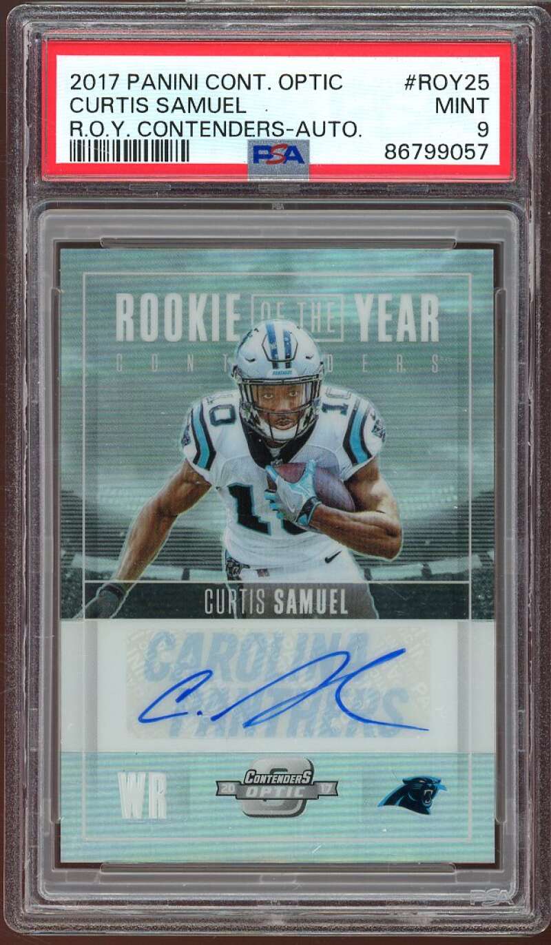 Curtis Samuel Card 2017 Contenders Optic ROY Auto (Ser #d 15/25) #roy25 PSA 9 Image 1