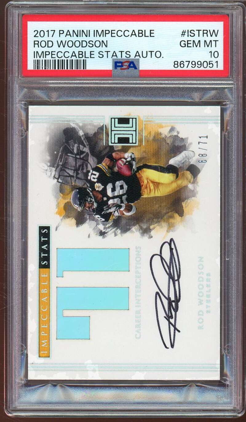 Rod Woodson Card 2017 Panini Impeccable Stats Auto #istrw PSA 10 Image 1