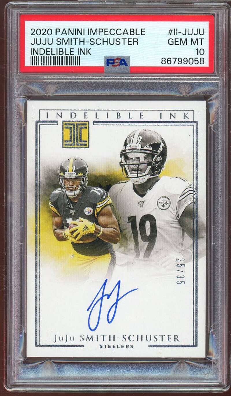 JuJu Smith-Schuster Card 2020 Panini Impeccable Indelible Ink #II-juju PSA 9 Image 1