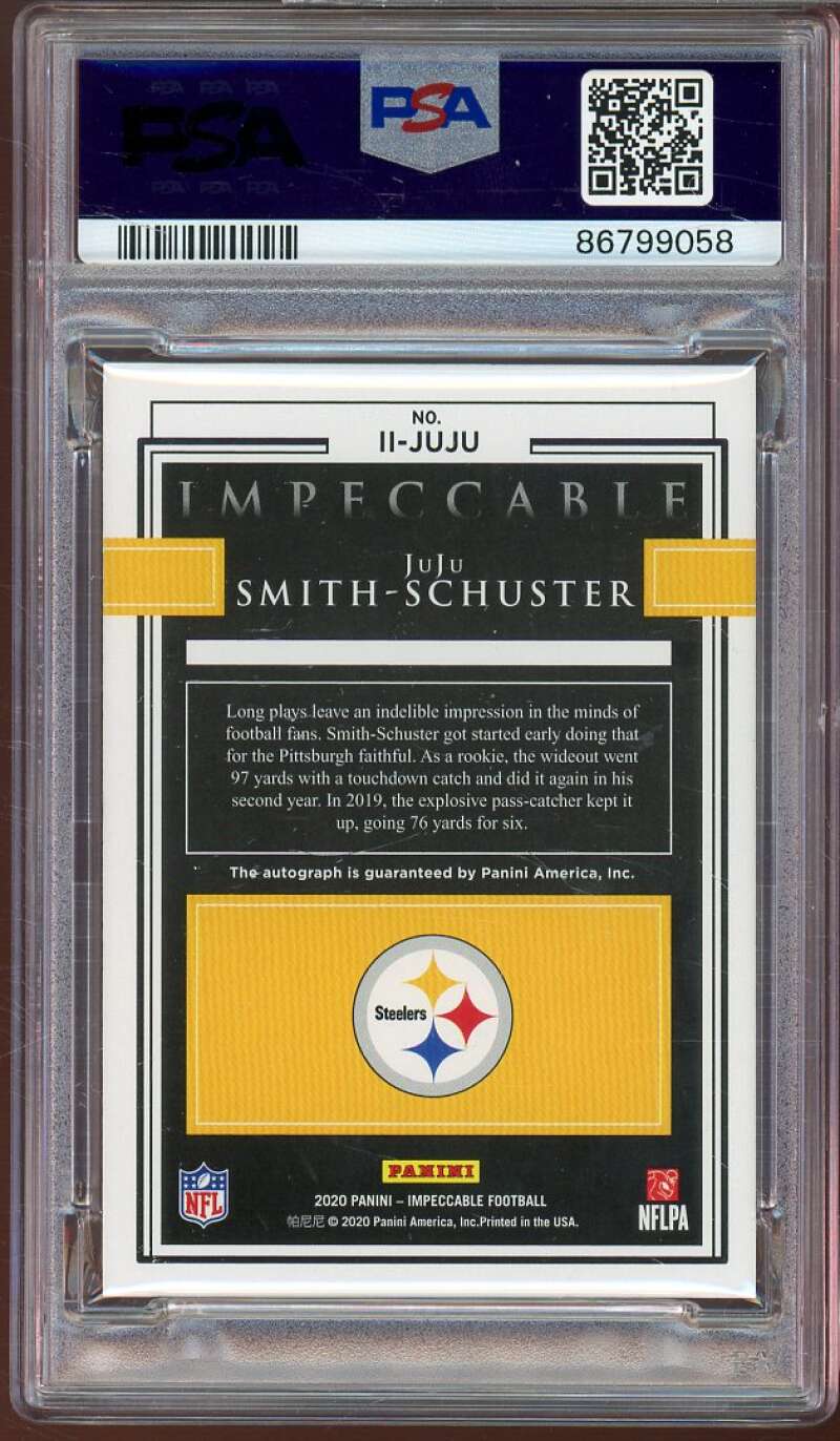 JuJu Smith-Schuster Card 2020 Panini Impeccable Indelible Ink #II-juju PSA 9 Image 2