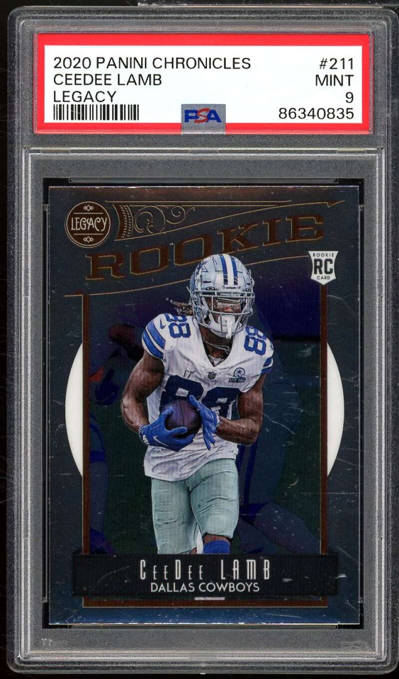 CeeDee Lamb Rookie Card 2020 Panini Chronicles Legacy #211 PSA 9 Image 1