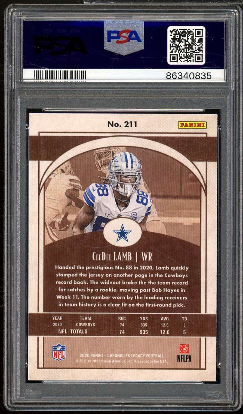 CeeDee Lamb Rookie Card 2020 Panini Chronicles Legacy #211 PSA 9 Image 2