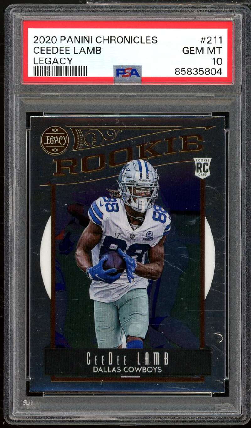 CeeDee Lamb Rookie Card 2020 Panini Chronicles Legacy #211 PSA 10 Image 1