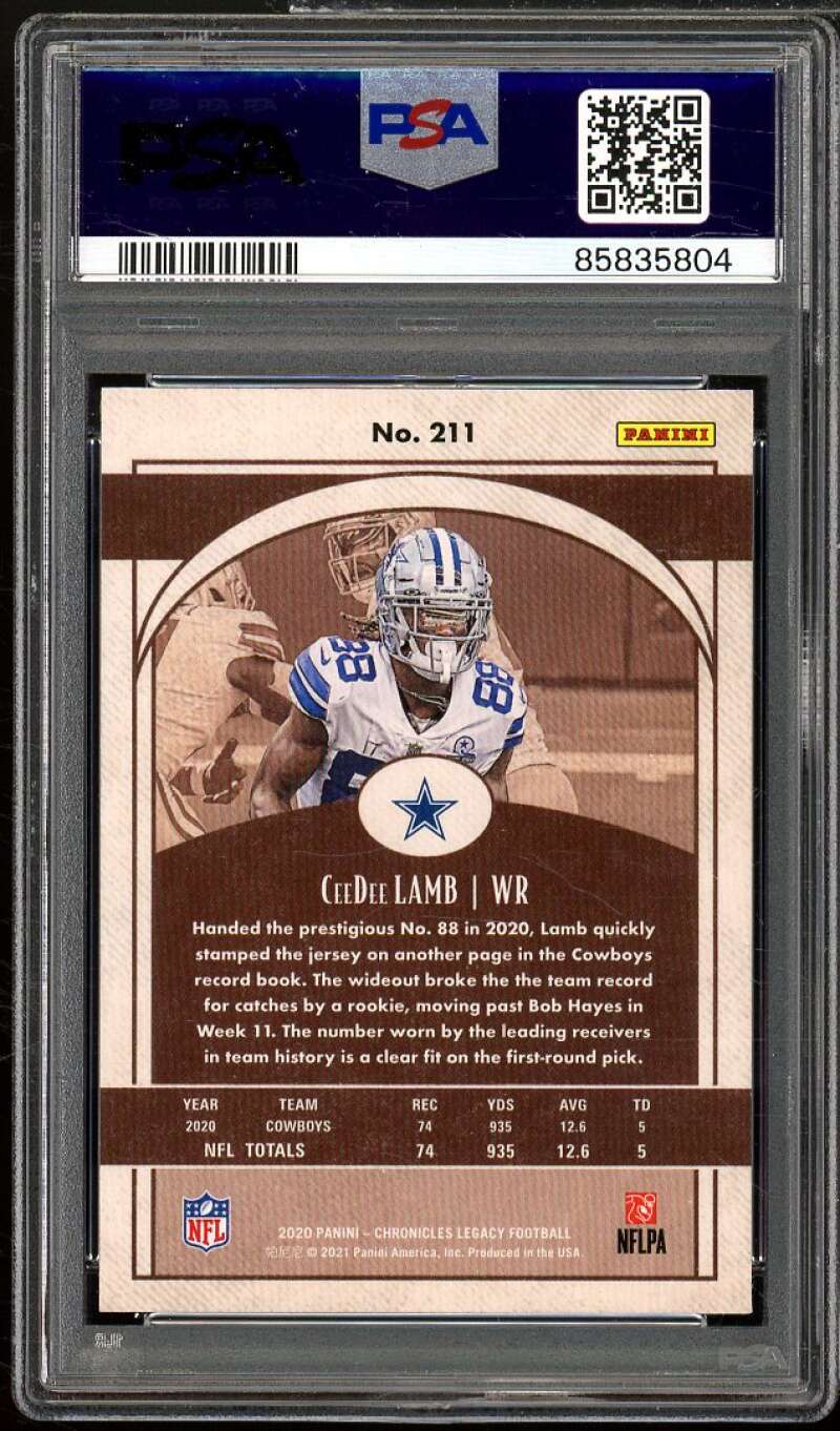 CeeDee Lamb Rookie Card 2020 Panini Chronicles Legacy #211 PSA 10 Image 2