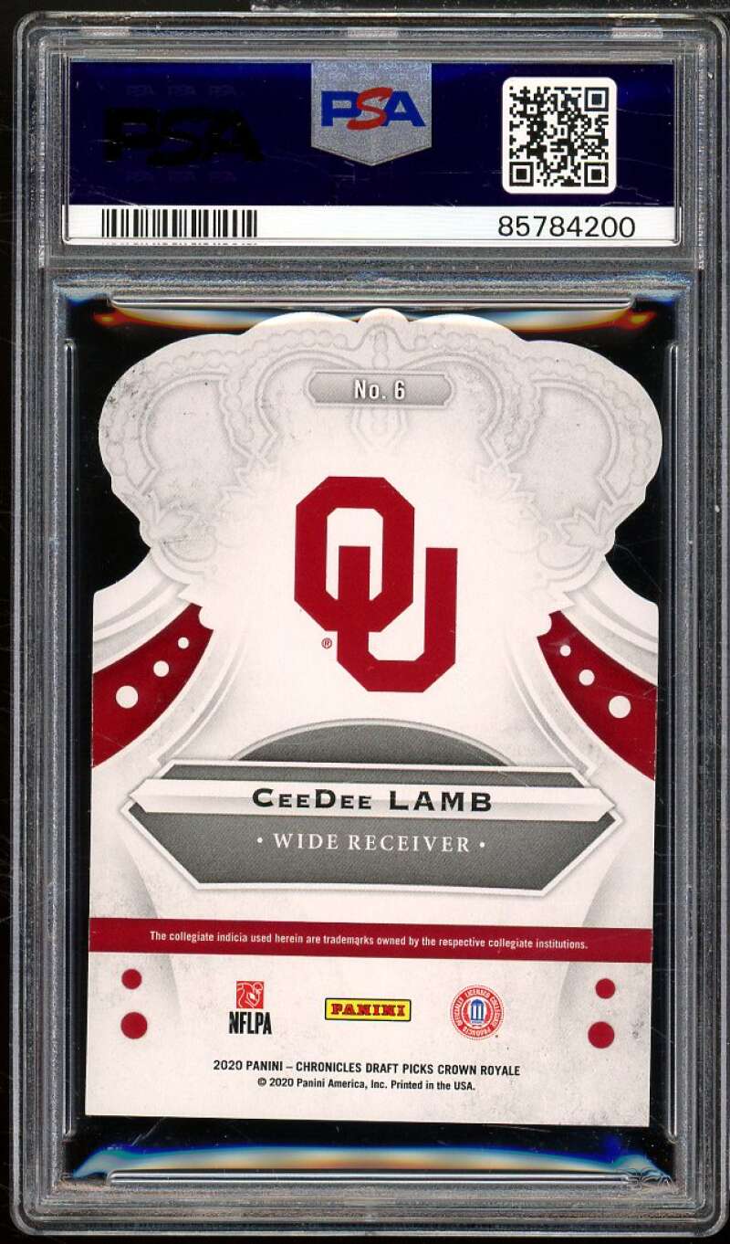 CeeDee Lamb Rookie Card 2020 Panini Chronicles DP Crown Royale #6 PSA 10 Image 2