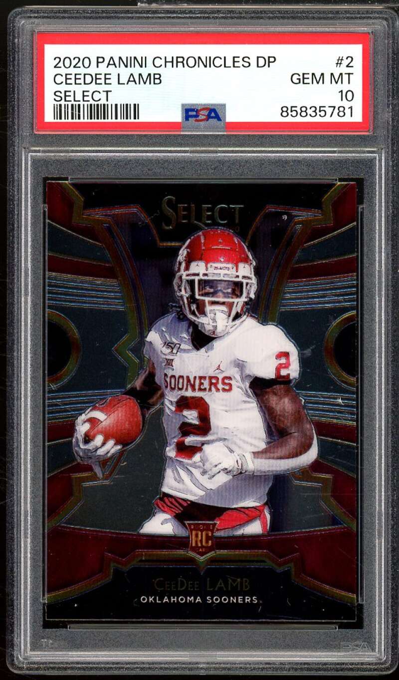 CeeDee Lamb Rookie Card 2020 Panini Chronicles DP Select #2 PSA 10 Image 1