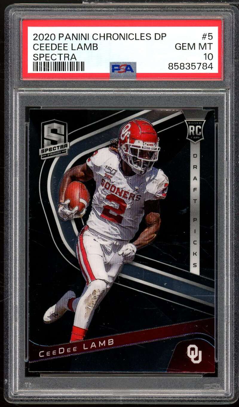 CeeDee Lamb Rookie Card 2020 Panini Chronicles DP Spectra #5 PSA 10 Image 1