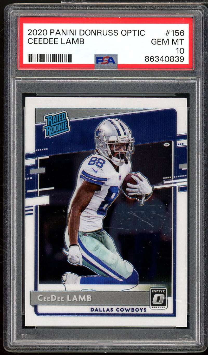 CeeDee Lamb Rookie Card 2020 Donruss Optic #156 PSA 10 Image 1