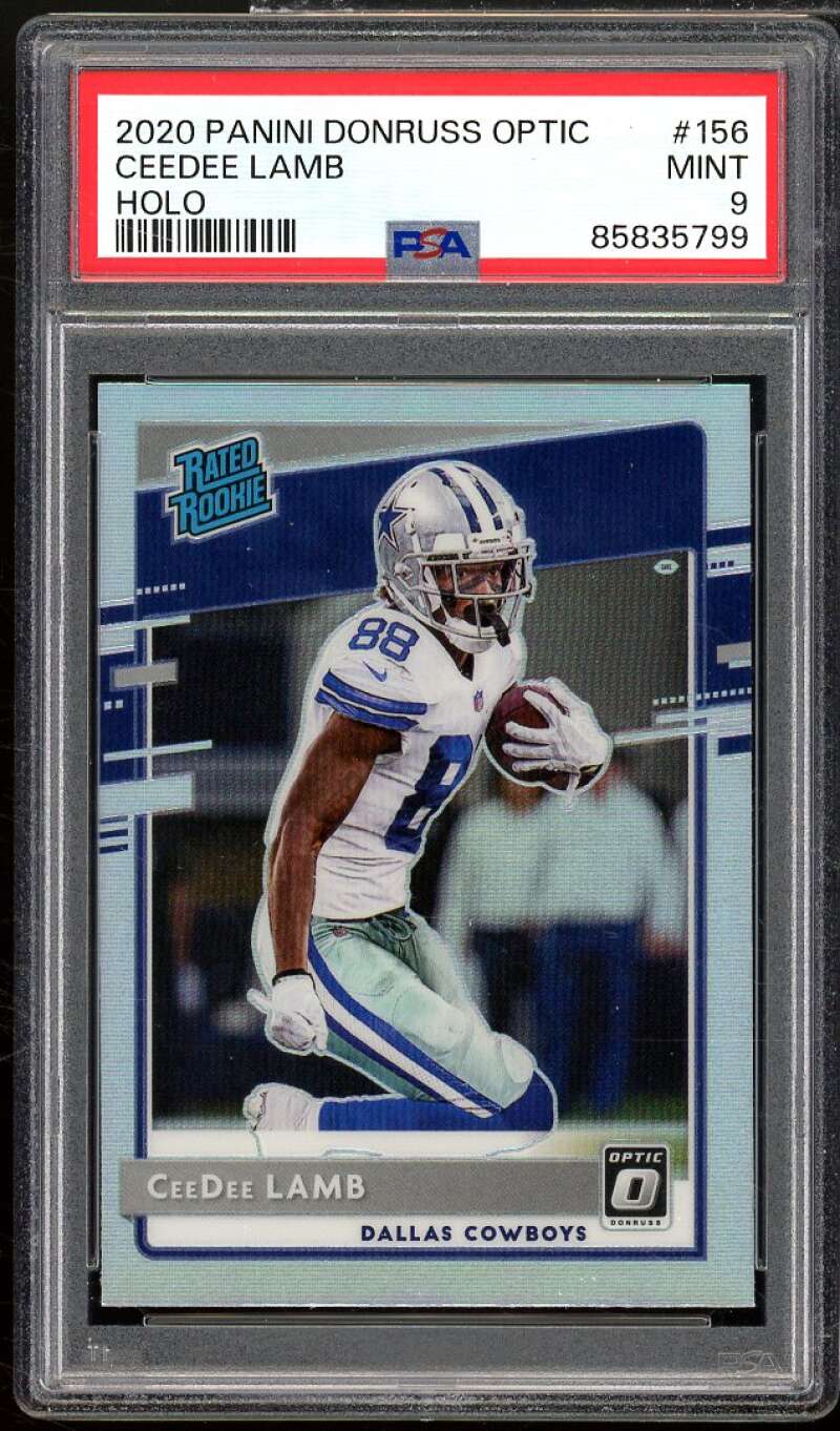 CeeDee Lamb Rookie Card 2020 Donruss Optic Holo #156 PSA 9 Image 1