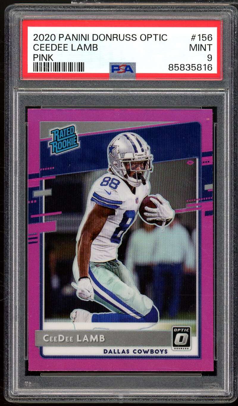 CeeDee Lamb Rookie Card 2020 Donruss Optic Pink #156 PSA 9 Image 1