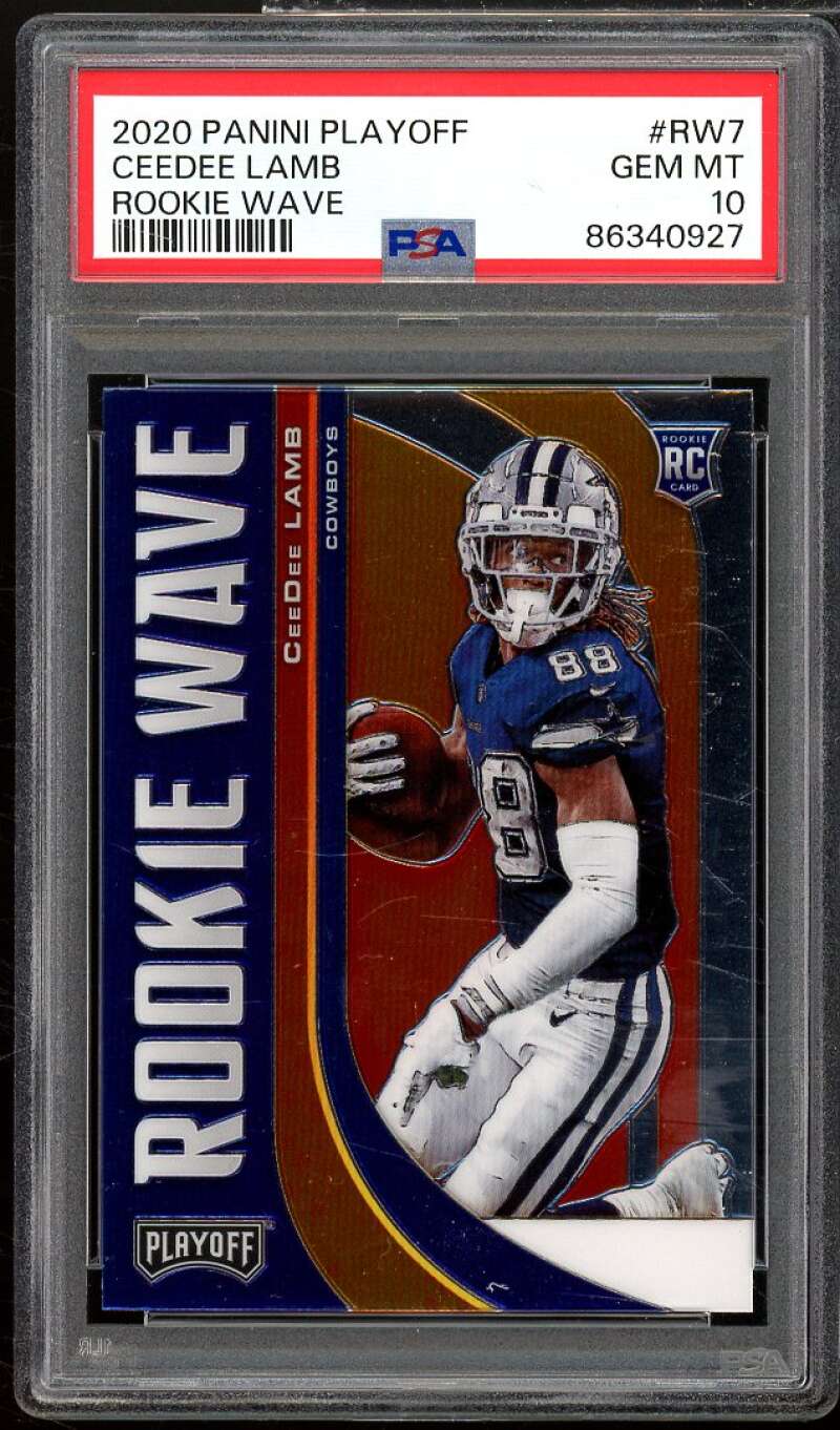 CeeDee Lamb Rookie Card 2020 Panini Playoff Rookie Wave #RW7 PSA 10 Image 1