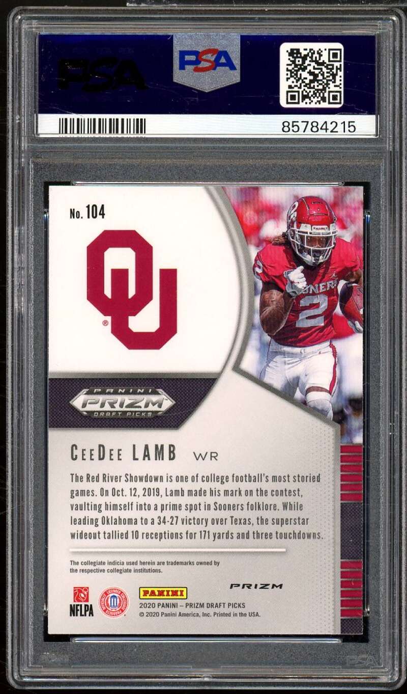 CeeDee Lamb Rookie Card 2020 Panini Prizm DP Silver Prizm #104 PSA 7 Image 2