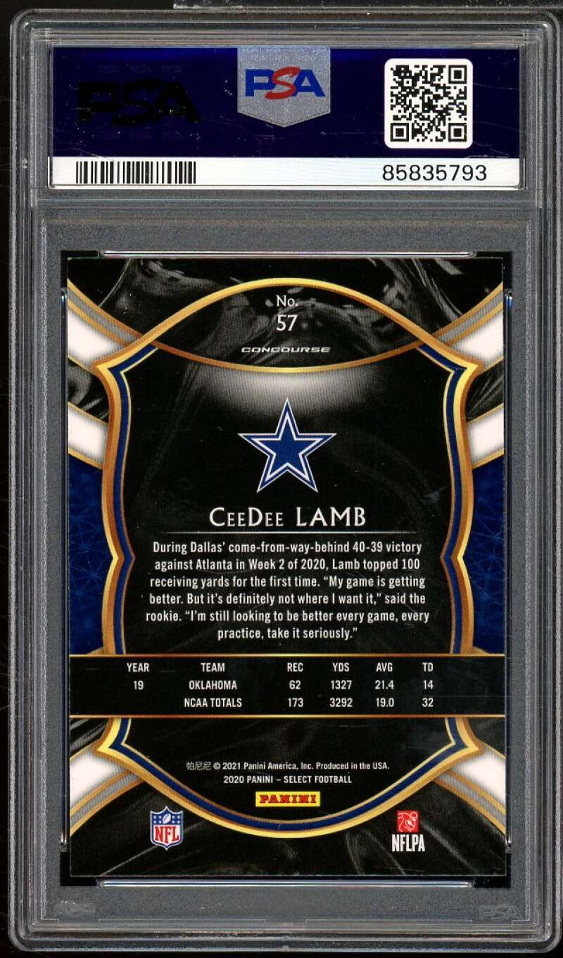 CeeDee Lamb Rookie Card 2020 Panini Select #57 PSA 10 Image 2