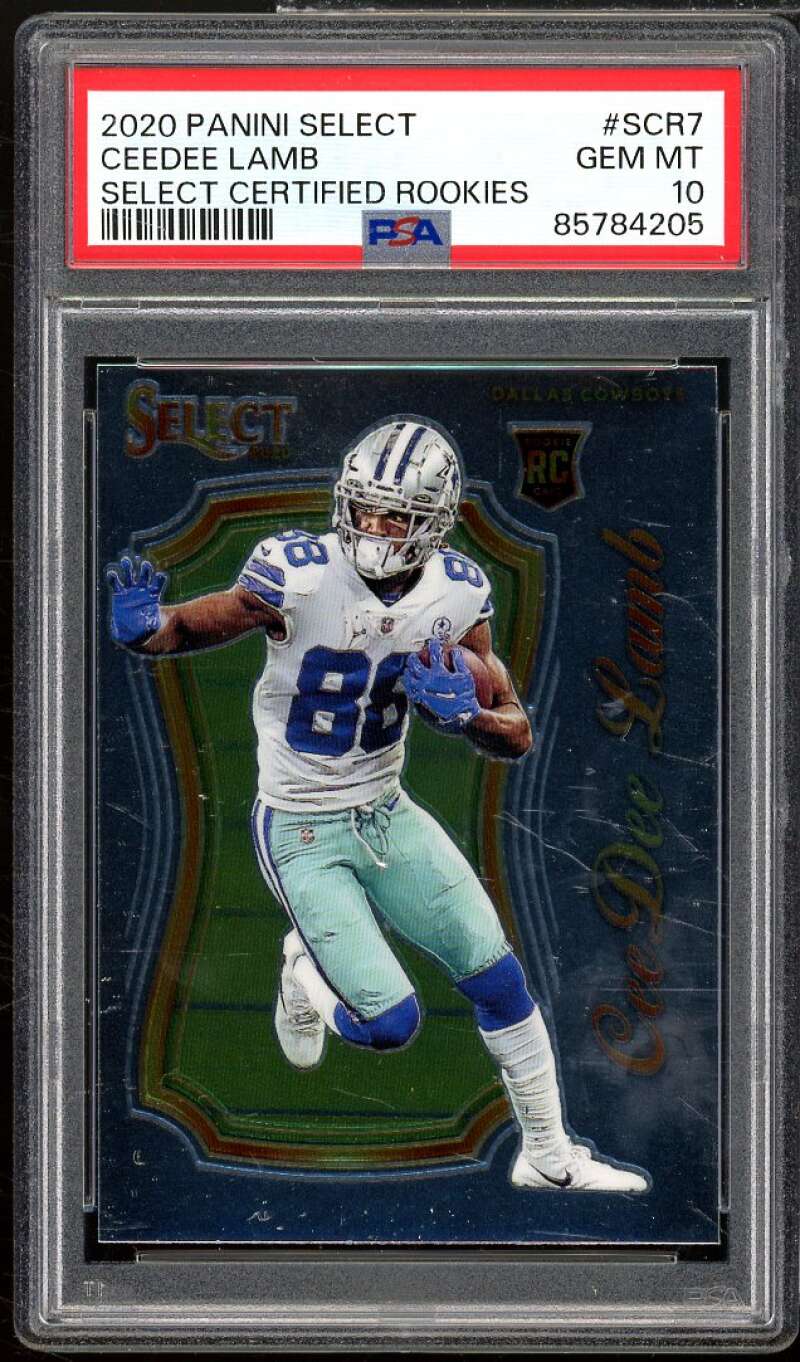 CeeDee Lamb Rookie Card 2020 Panini Select Certified Rookies #scr7 PSA 10 Image 1