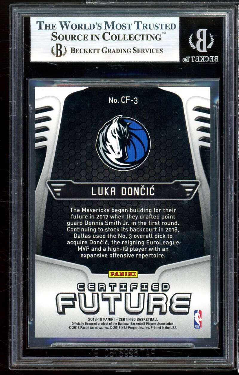Luka Doncic Rookie Card 2018-19 Certified Certified Future #3 BGS 9 Image 2
