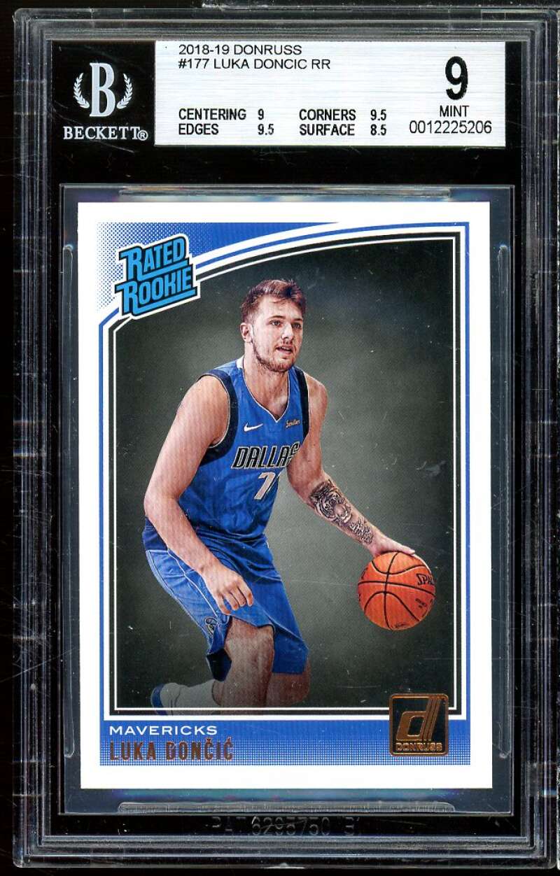Luka Doncic Rookie Card 2018-19 Donruss #177 BGS 9 (9 9.5 9.5 8.5) Image 1