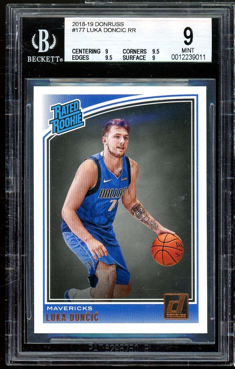 Luka Doncic Rookie Card 2018-19 Donruss #177 BGS 9 (9 9.5 9.5 9) Image 1