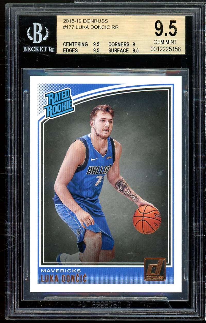 Luka Doncic Rookie Card 2018-19 Donruss #177 BGS 9.5 (9.5 9 9.5 9.5) Image 1