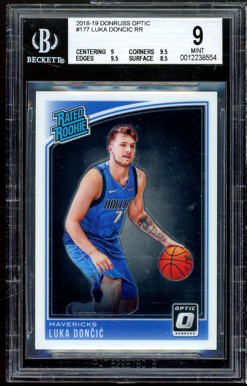 Luka Doncic Rookie Card 2018-19 Donruss Optic #177 BGS 9 (9 9.5 9.5 8.5) Image 1