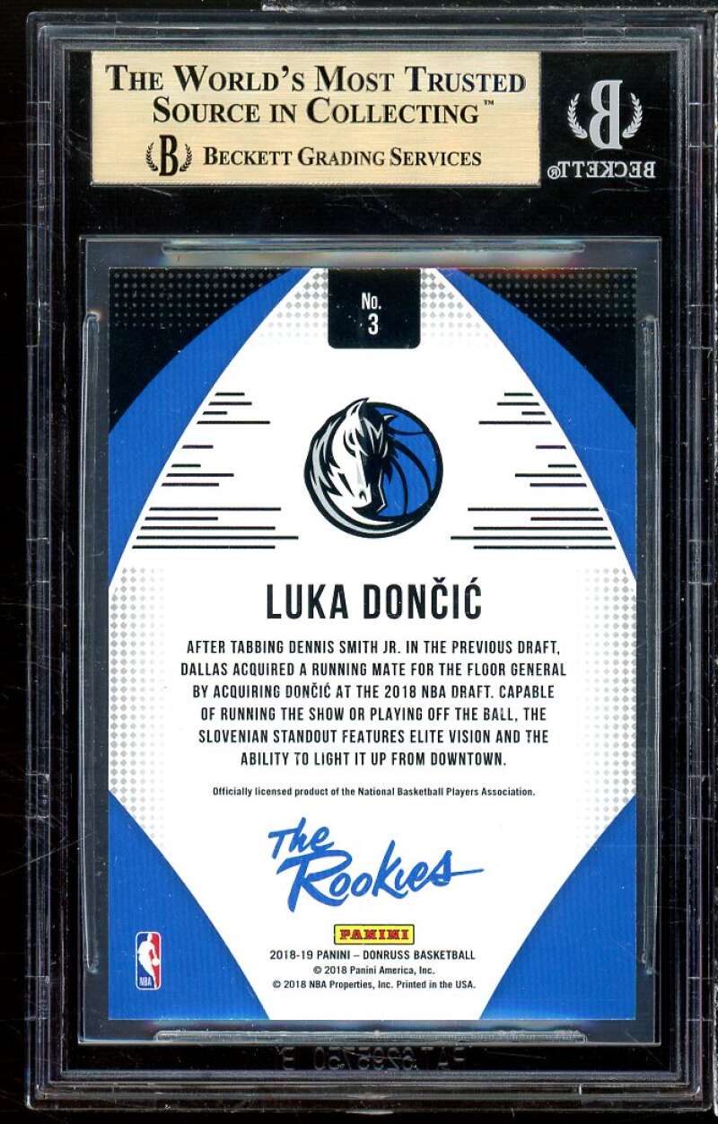 Luka Doncic Rookie Card 2018-19 Donruss The Rookies #3 BGS 9.5 (9.5 9 9.5 9.5) Image 2