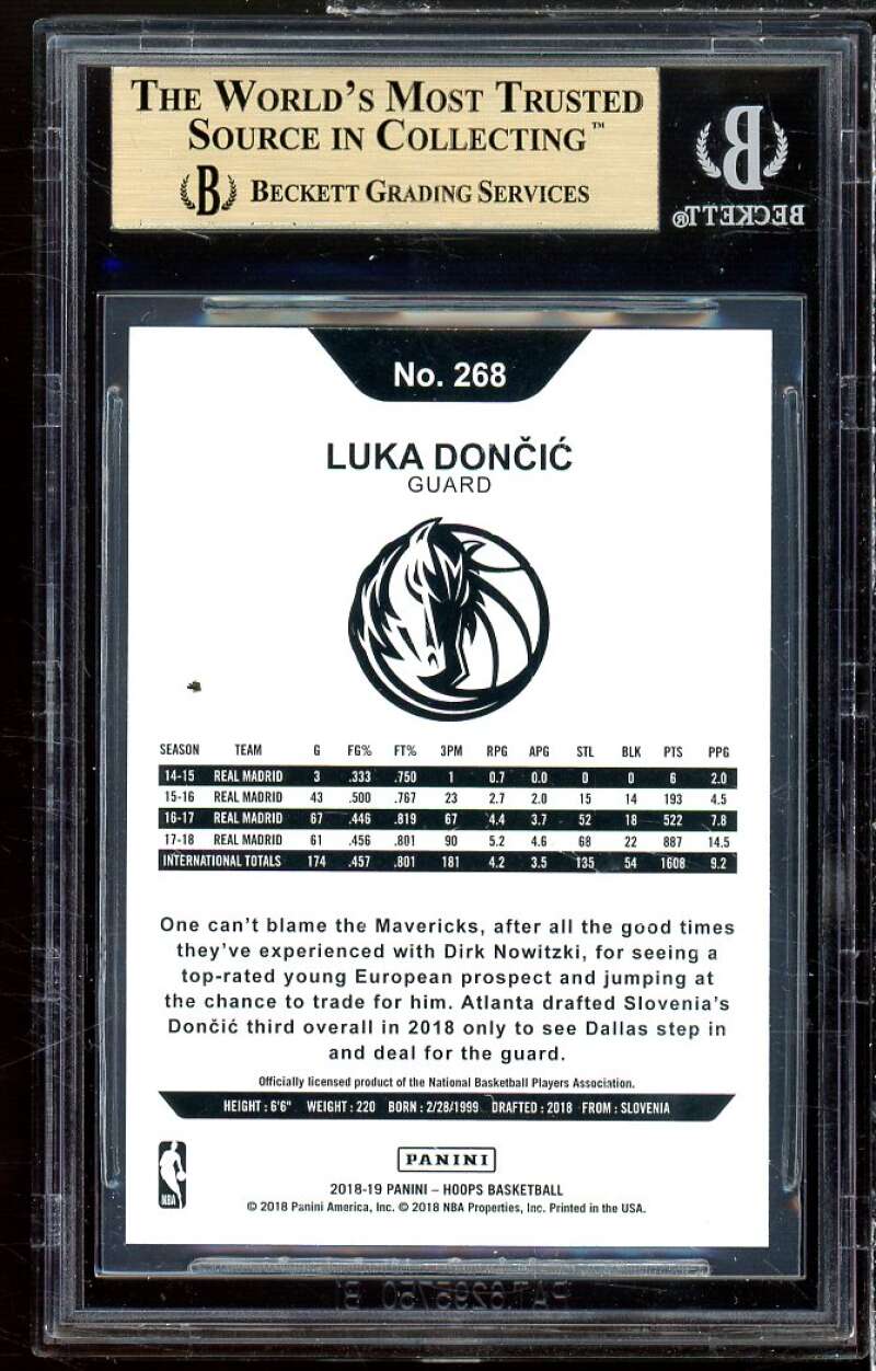 Luka Doncic Rookie Card 2018-19 Hoops #268 BGS 9.5 (10 9.5 9.5 9.5) Image 2