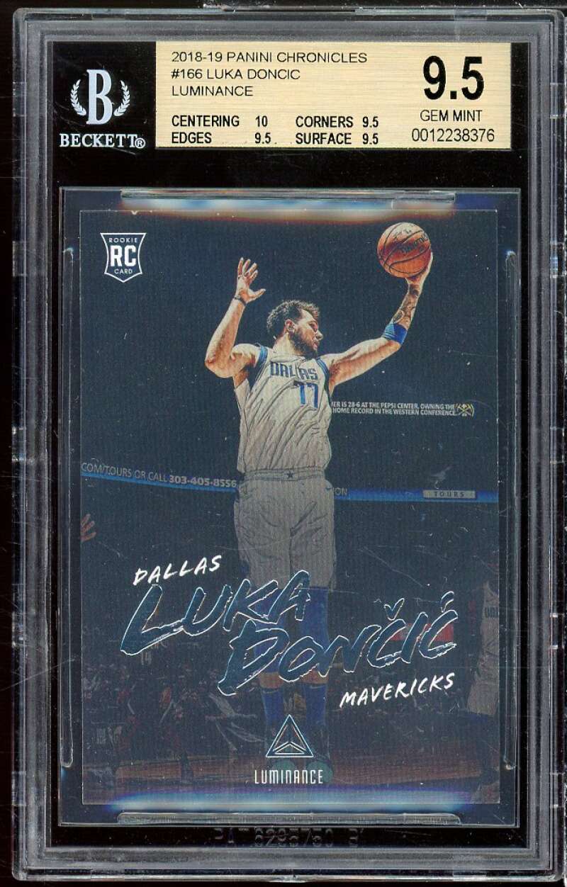 Luka Doncic Rookie Card 2018-19 Panini Chronicles Luminance #166 BGS 9.5 Image 1