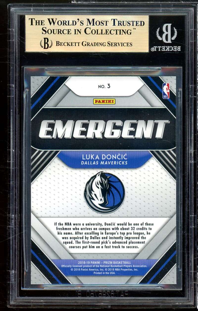 Luka Doncic Rookie Card 2018-19 Panini Prizm Emergent #3 BGS 9.5 Image 2