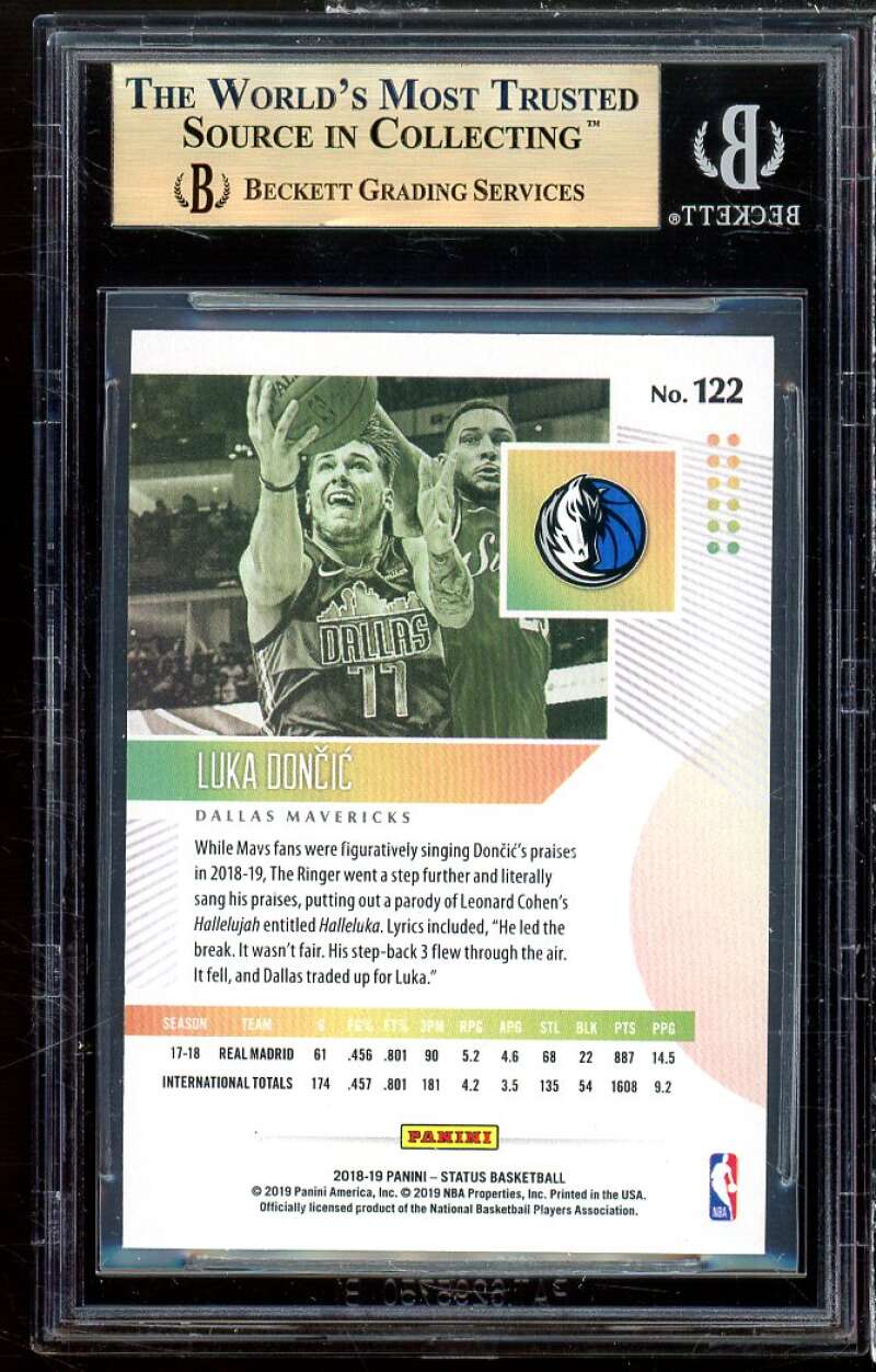 Luka Doncic Rookie Card 2018-19 Panini Status #122 BGS 9.5 Image 2