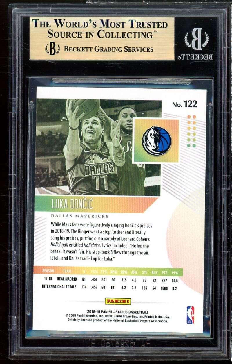 Luka Doncic Rookie Card 2018-19 Panini Status #122 BGS 9.5 (9.5 9.5 9.5 9) Image 2