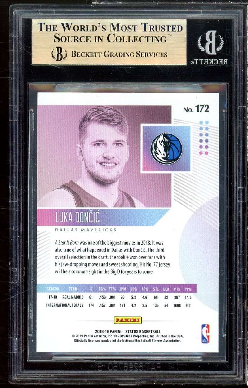 Luka Doncic Rookie Card 2018-19 Panini Status #172 BGS 9.5 (9.5 9.5 9 9.5) Image 2