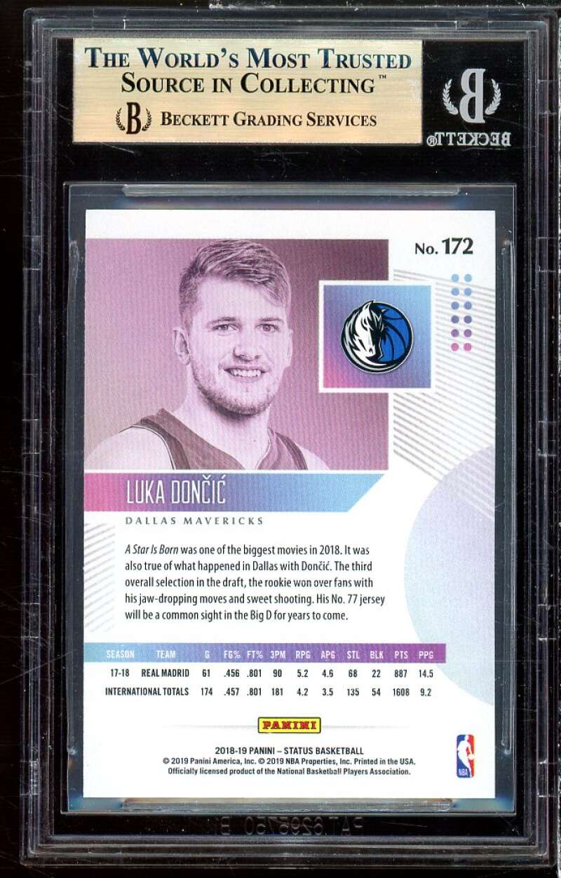 Luka Doncic Rookie Card 2018-19 Panini Status #172 BGS 9.5 (10 9.5 9.5 9.5) Image 2