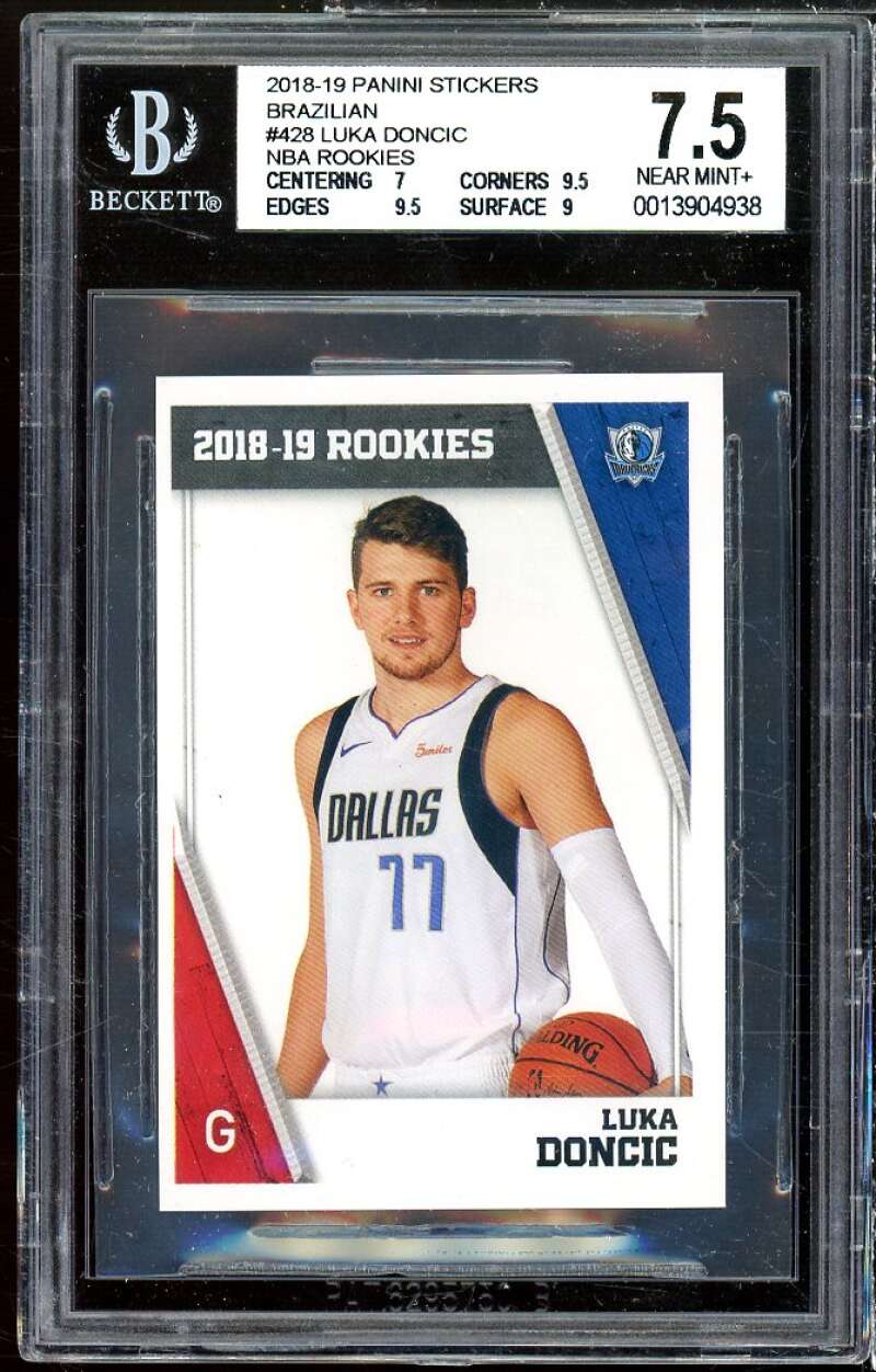 Luka Doncic Rookie Card 2018-19 Panini Stickers Brazilian #428 BGS 7.5 Image 1