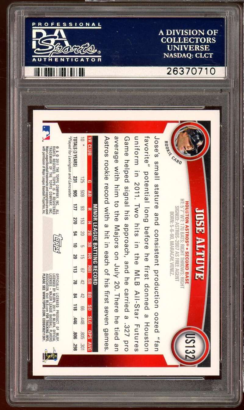 Jose Altuve Rookie Card 2011 Topps Update Cognac Anniversary #us132 PSA 10 Image 2