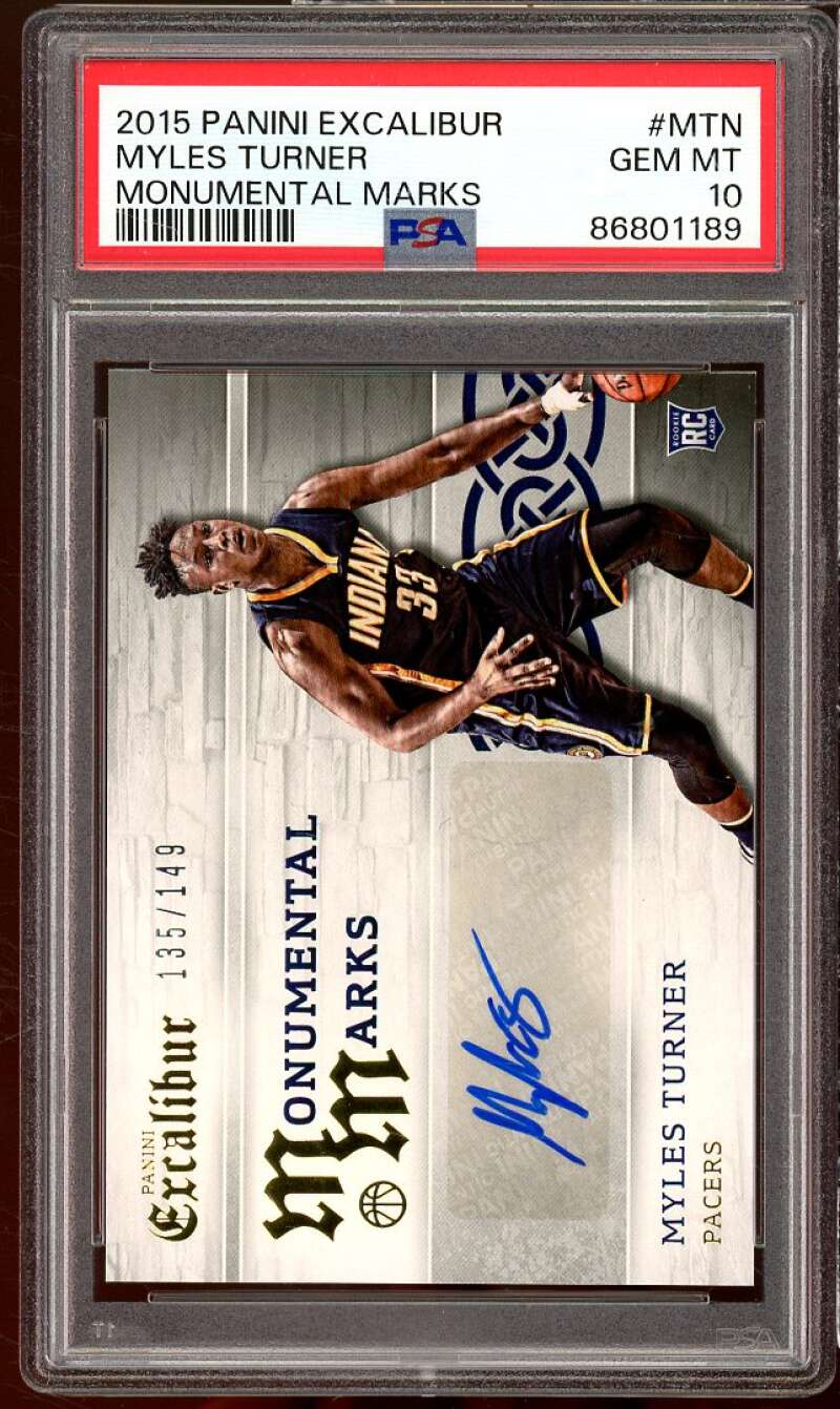 Myles Turner Rookie 2015-16 Panini Excalibur Monumental Marks (pop 1) #37 PSA 10 Image 1