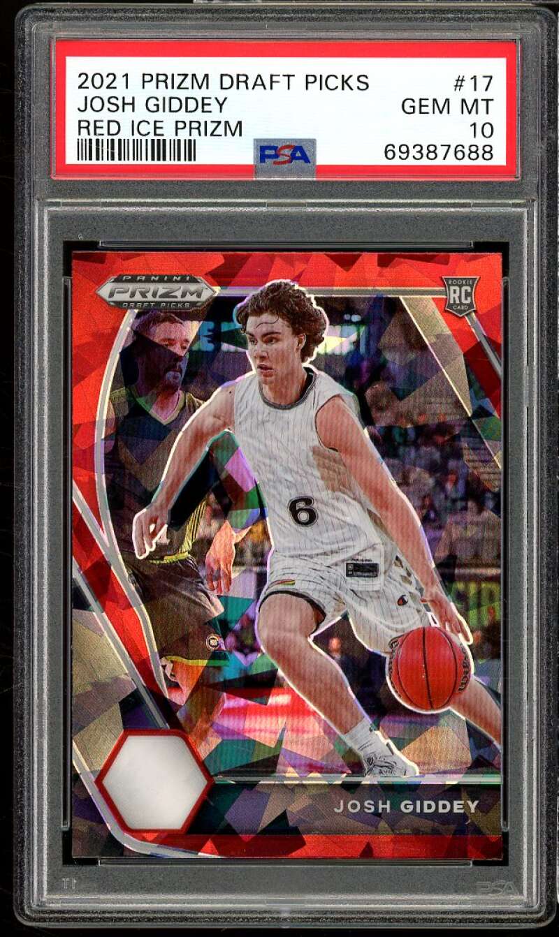 Josh Giddey Rookie 2021-22 Panini Prizm DP Red Ice Prizm #17 (pop 10) PSA 10 Image 1