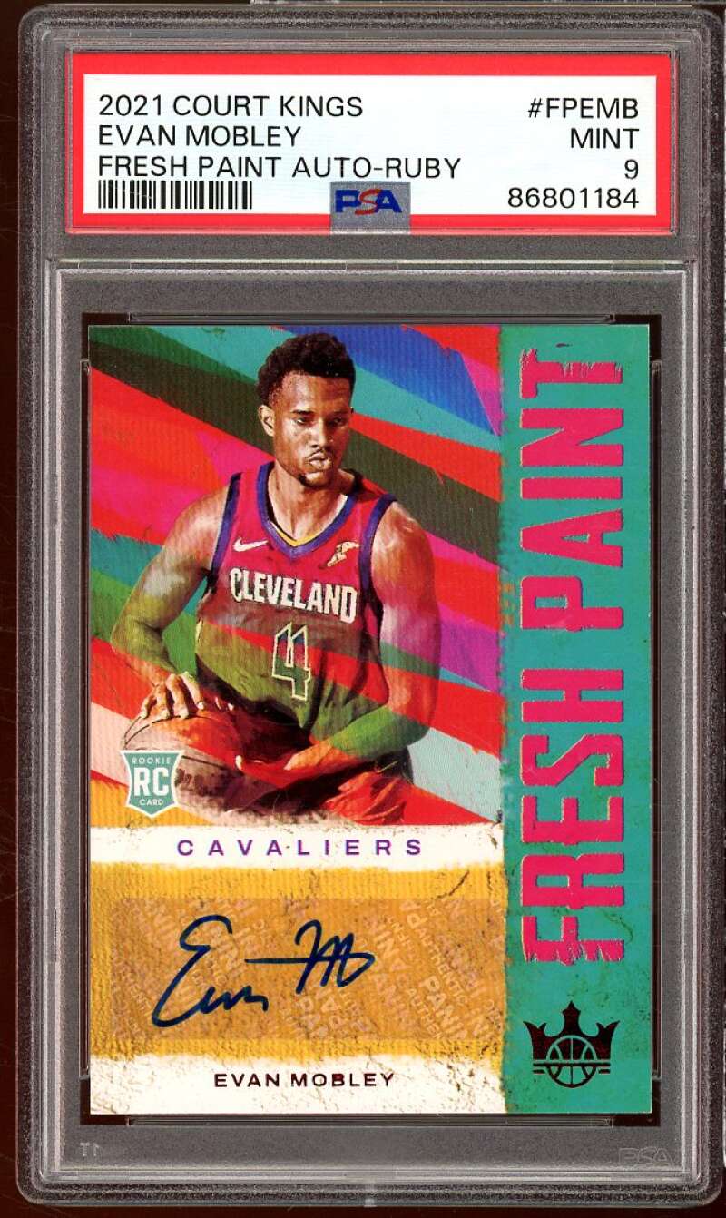 Evan Mobley Rookie 2021-22 Court King Fresh Paint Auto Ruby (pop 2) #fpemb PSA 9 Image 1