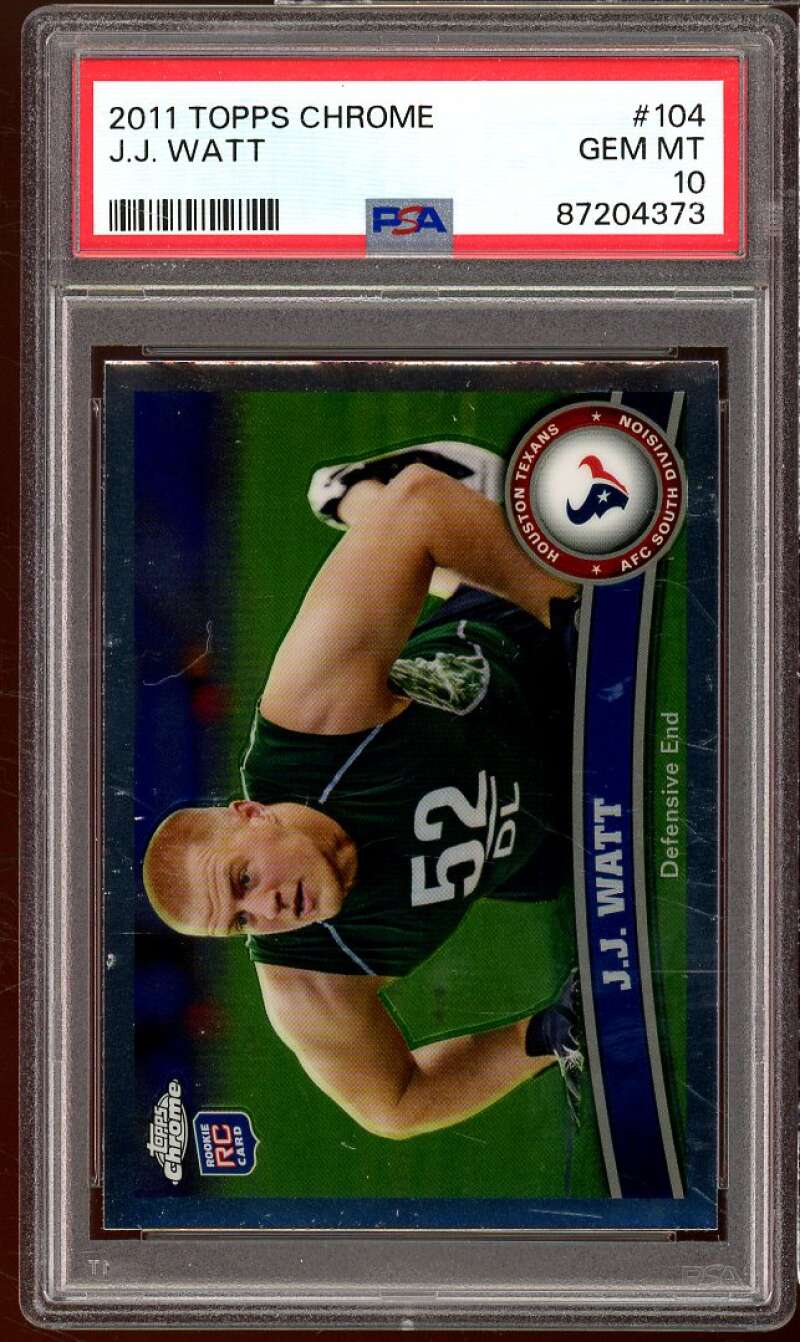 J.J. Watt Rookie Card 2011 Topps Chrome #104 PSA 10 Image 1