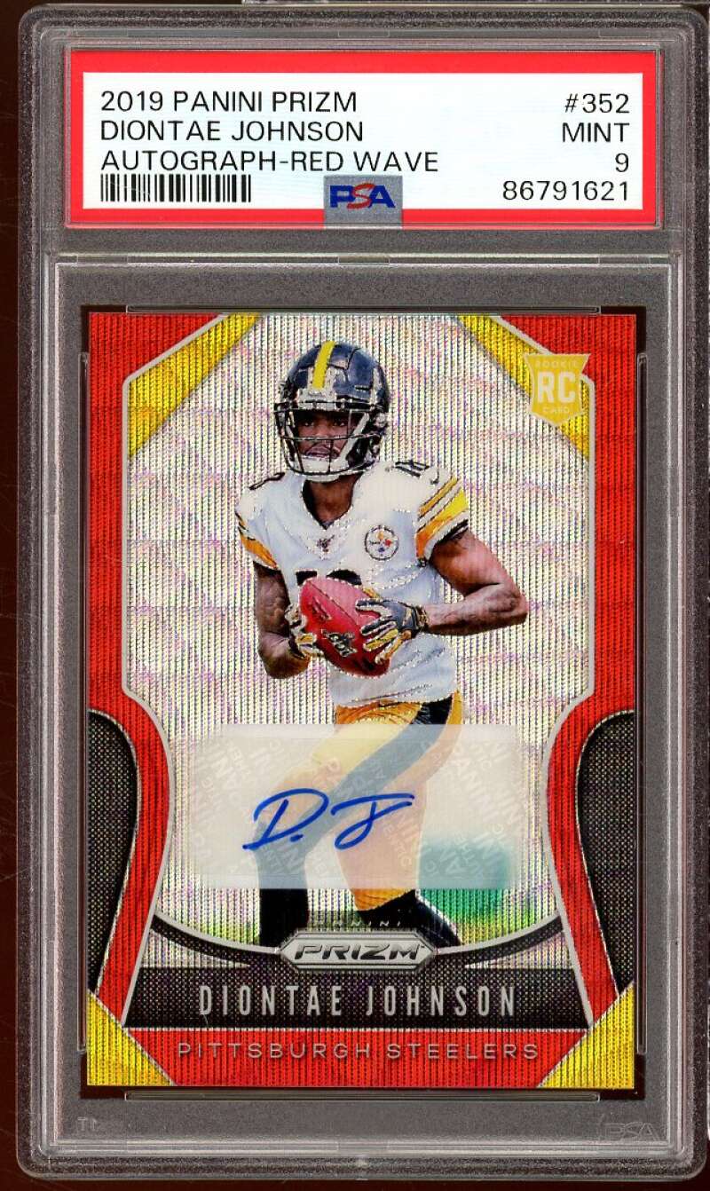 Diontae Johnson Rookie 2019 Panini Prizm Rookie Autographs Red Wave #352 PSA 9 Image 1