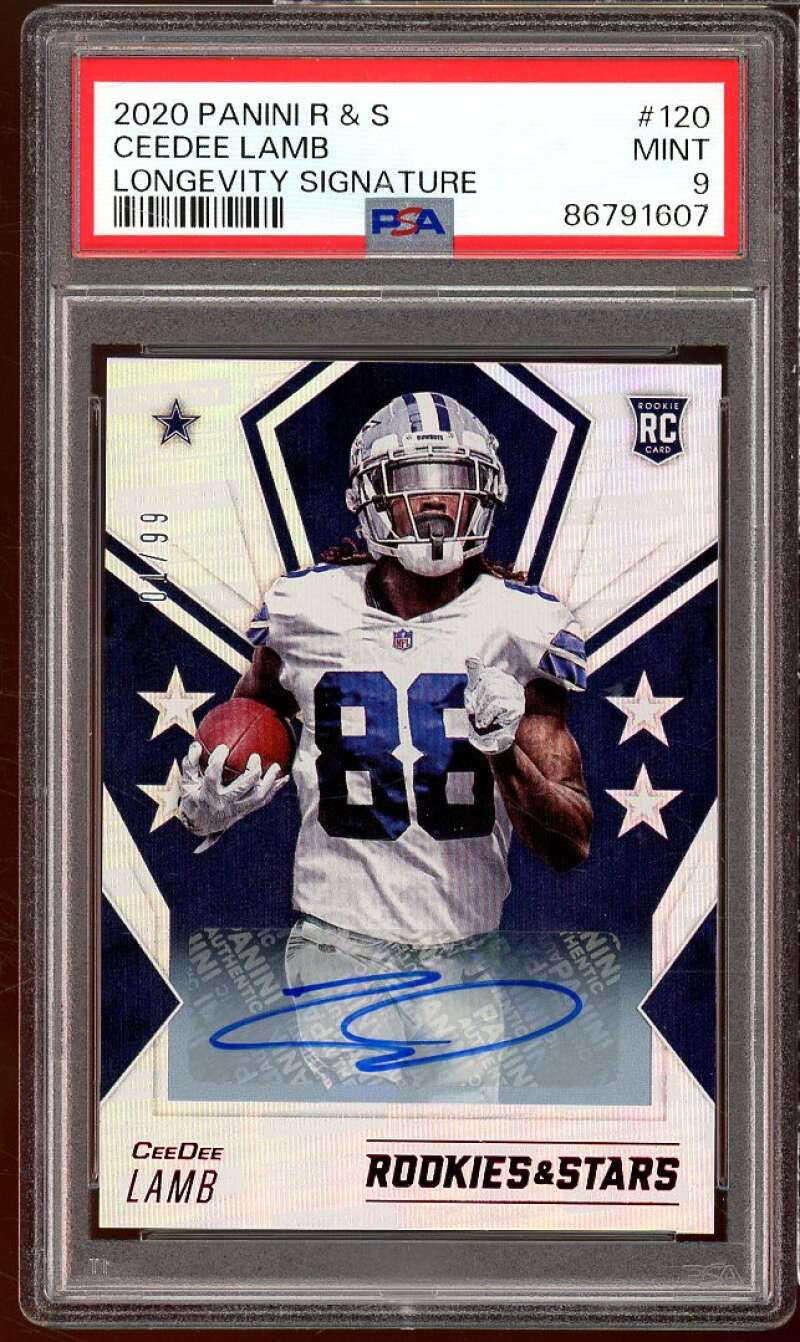 CeeDee Lamb Rookie 2020 Panini RS Longevity Signature (ser #d 1/99) #120 PSA 9 Image 1