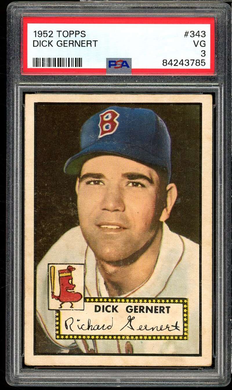 Dick Gernet Rookie Card 1952 Topps #343 PSA 3 Image 1