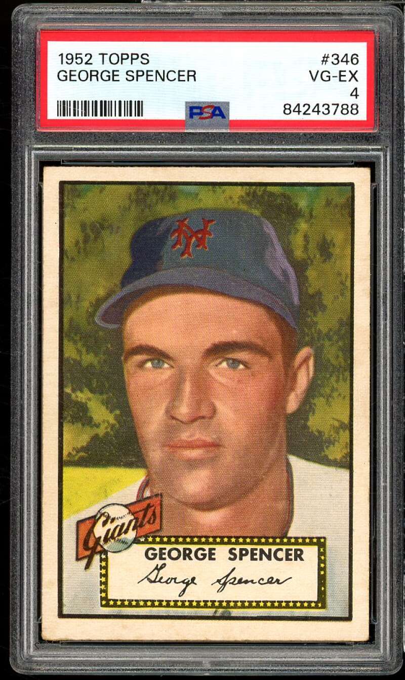 George Spencer Rookie Card 1952 Topps #346 PSA 4 Image 1